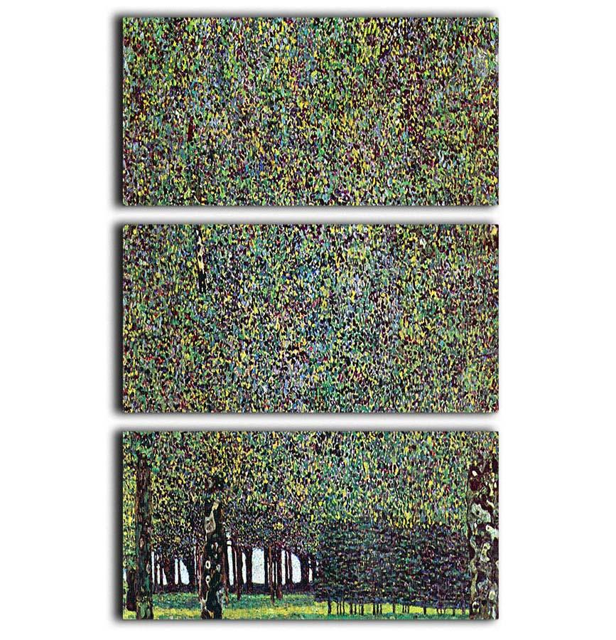 The Park by Klimt 3 Split Panel Canvas Print showcasing vibrant colors and intricate details, perfect for home decor.