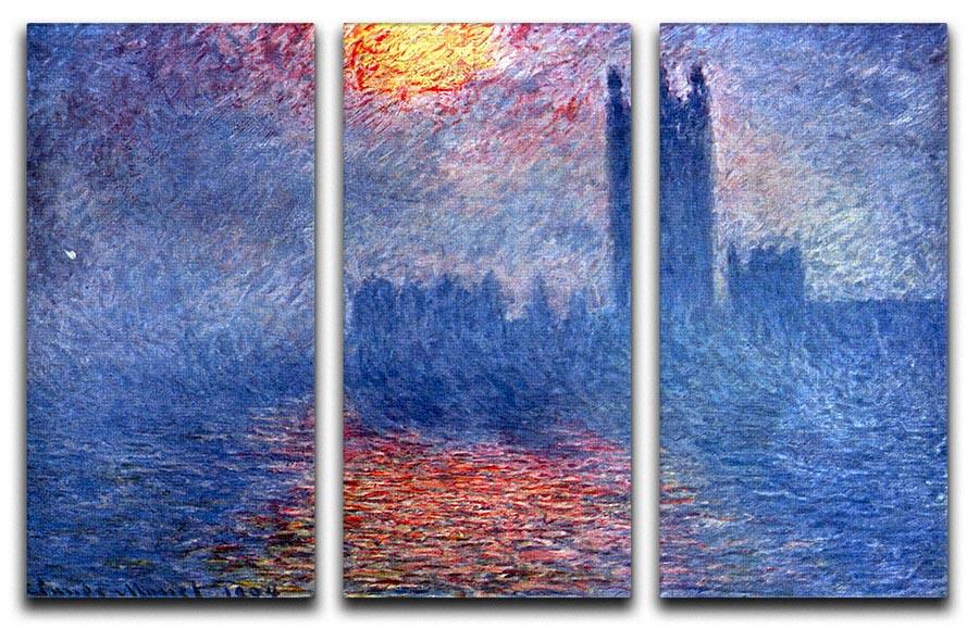 A stunning split panel canvas print featuring Monet's The Parliament in London, showcasing vibrant colors and intricate details.