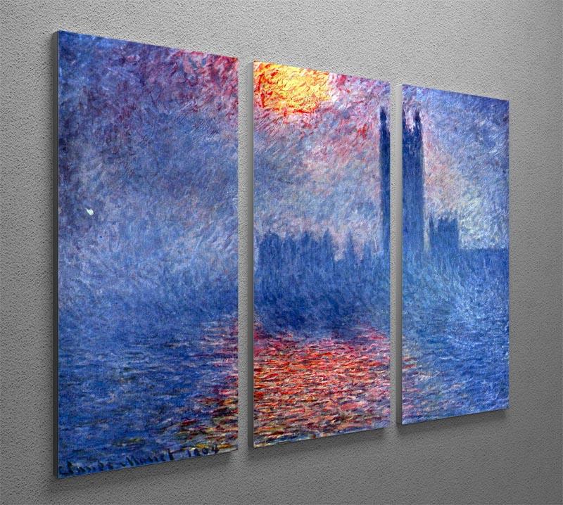 A stunning split panel canvas print featuring Monet's The Parliament in London, showcasing vibrant colors and intricate details.