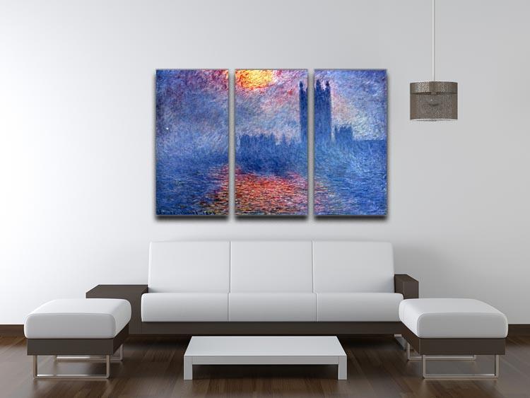 A stunning split panel canvas print featuring Monet's The Parliament in London, showcasing vibrant colors and intricate details.