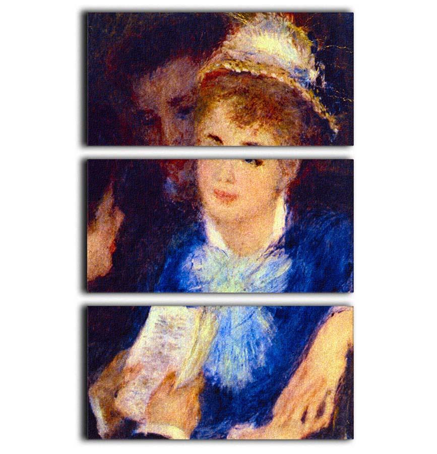 Three-panel canvas print of Renoir's The Perusal of the Part, showcasing vibrant colors and intricate details.
