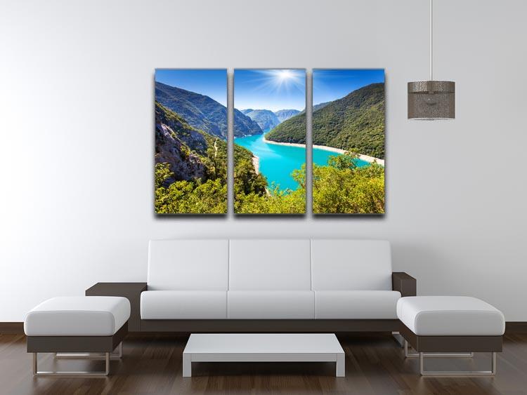 The Piva Canyon 3 Split Panel Canvas Print showcasing a stunning landscape design across three panels.