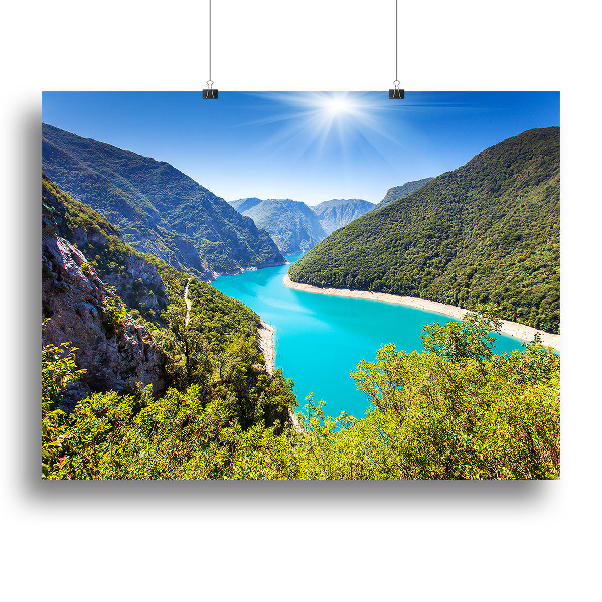 The Piva Canyon Canvas Print showcasing a breathtaking canyon landscape with vibrant colors and intricate details.