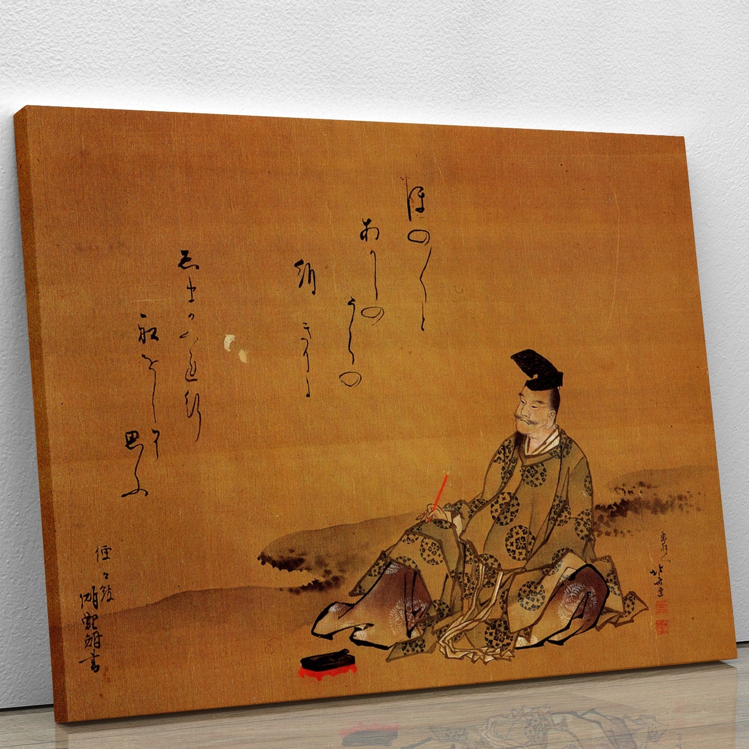 The Poet by Hokusai canvas print featuring intricate details and vibrant colors, showcasing traditional Japanese art.