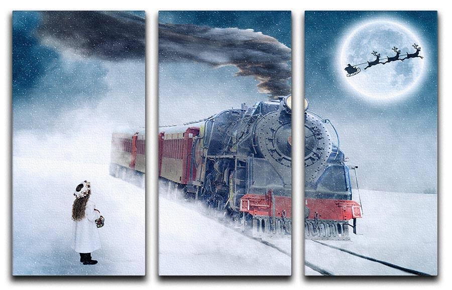 The Polar Express Version 2 3 Split Panel Canvas Print featuring vibrant colors and captivating imagery, perfect for home decor.