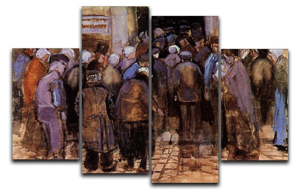 A 4-split canvas artwork featuring Van Gogh's 'The Poor and Money', showcasing vibrant colors and intricate details across four panels.