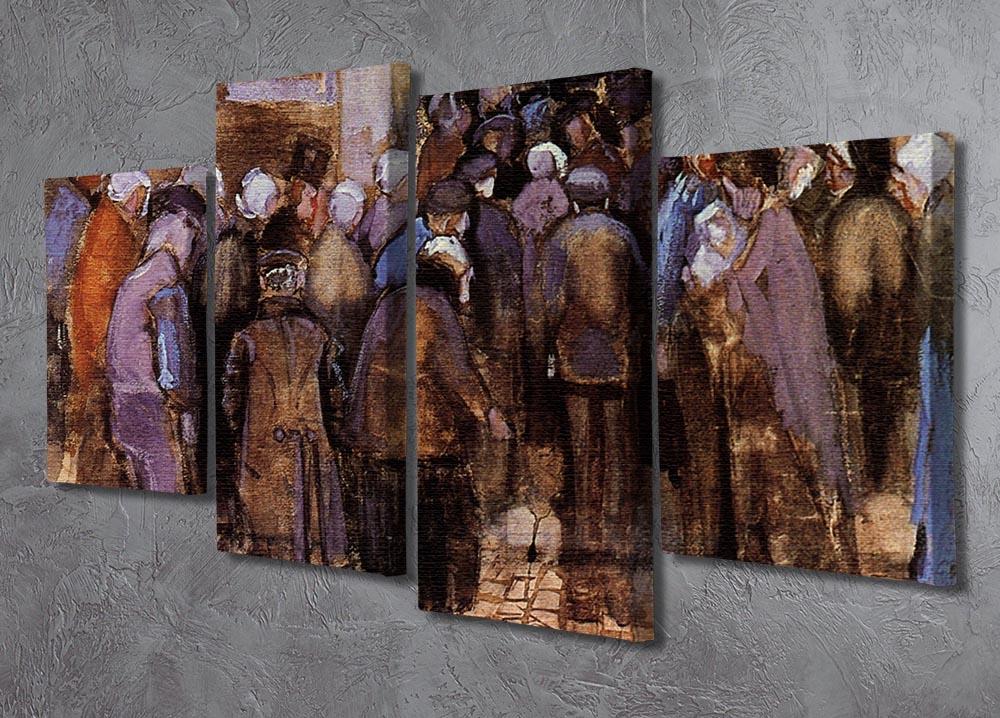 A 4-split canvas artwork featuring Van Gogh's 'The Poor and Money', showcasing vibrant colors and intricate details across four panels.