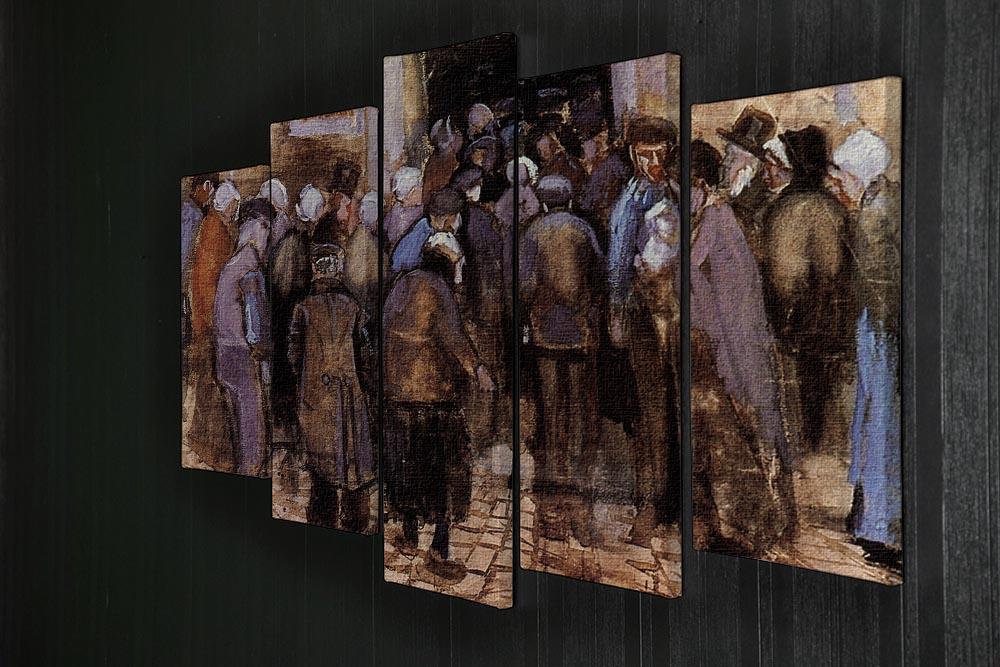 A 5-split canvas artwork titled 'The Poor and Money' by Van Gogh, showcasing vibrant colors and intricate details across five panels.