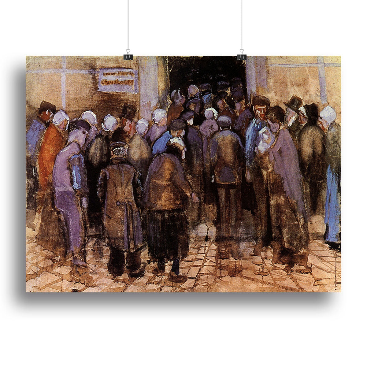 Canvas print of Van Gogh's 'The Poor and Money', showcasing vibrant colors and expressive brushwork.