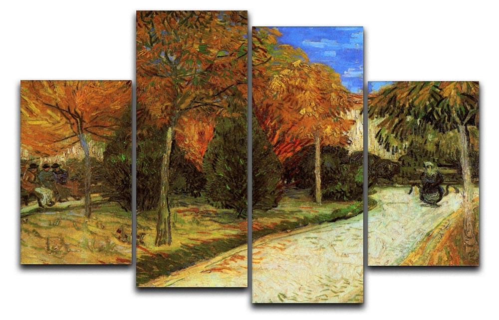 A 4-split canvas artwork featuring Van Gogh's The Public Park at Arles, showcasing vibrant colors and dynamic composition.
