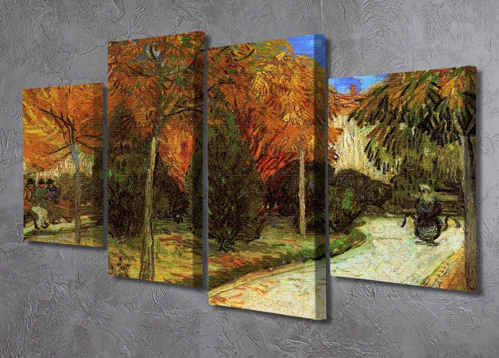 A 4-split canvas artwork featuring Van Gogh's The Public Park at Arles, showcasing vibrant colors and dynamic composition.