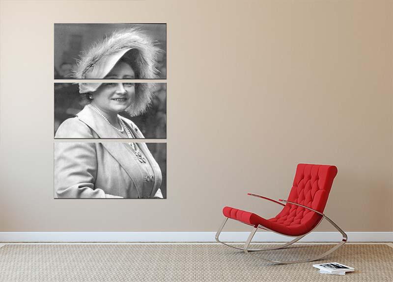 A stunning 3-panel canvas art featuring The Queen Mother at Lord Roberts Memorial Workshops in Dundee, showcasing vibrant colors and intricate details.