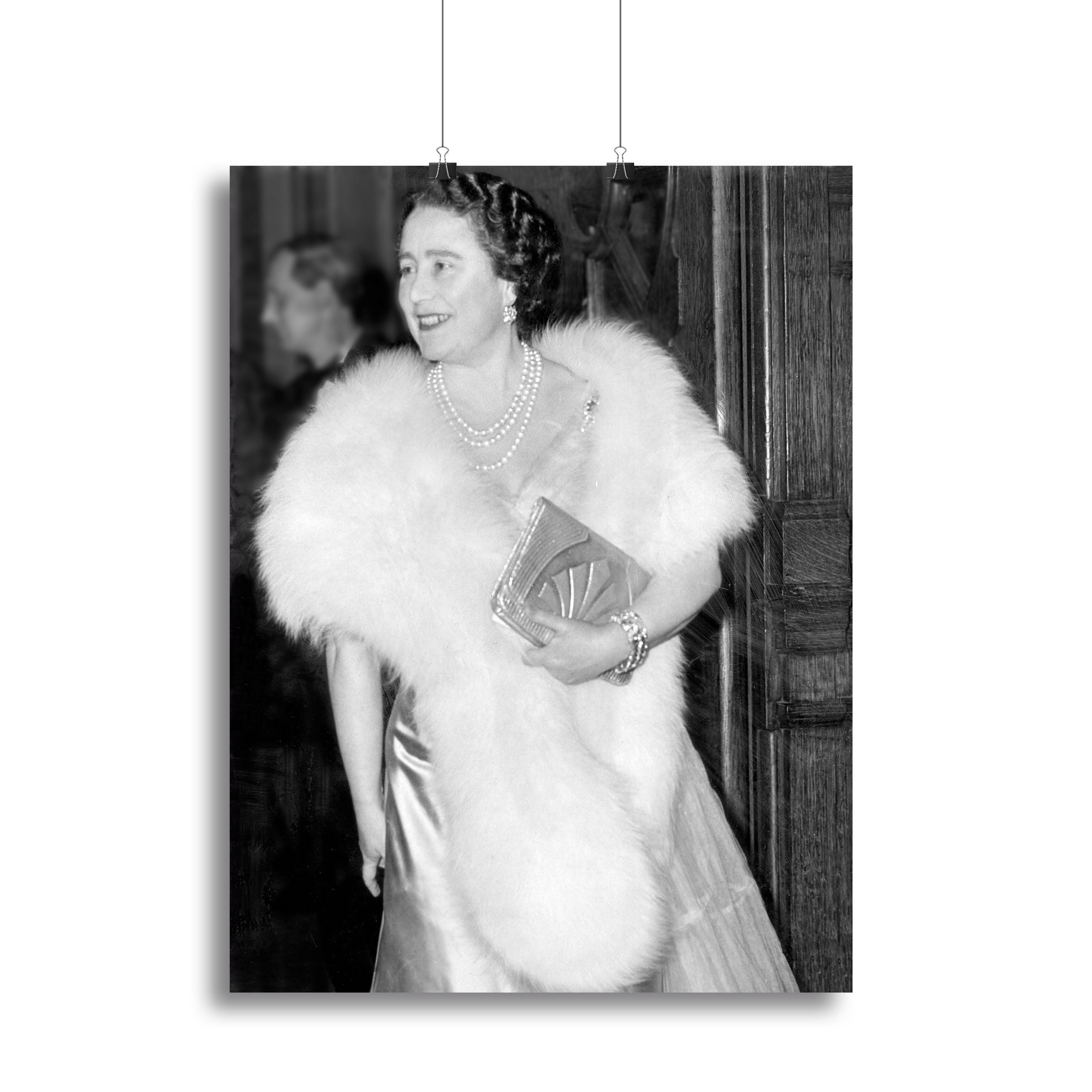 Canvas print of The Queen Mother enjoying a night out at the Coliseum, showcasing elegance and historical significance.