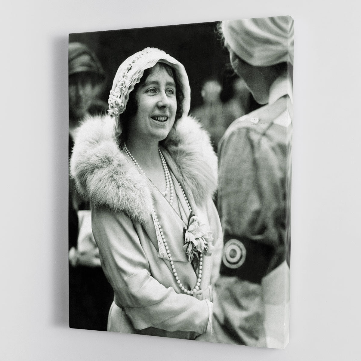 Canvas print of the Queen Mother opening a hospital extension, showcasing historical significance and elegance.