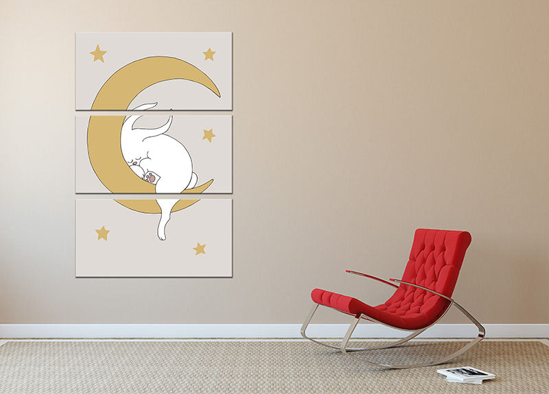 The Rabbit 3 Split Panel Canvas Print featuring three cohesive panels with vibrant colors and elegant design, perfect for home decor.