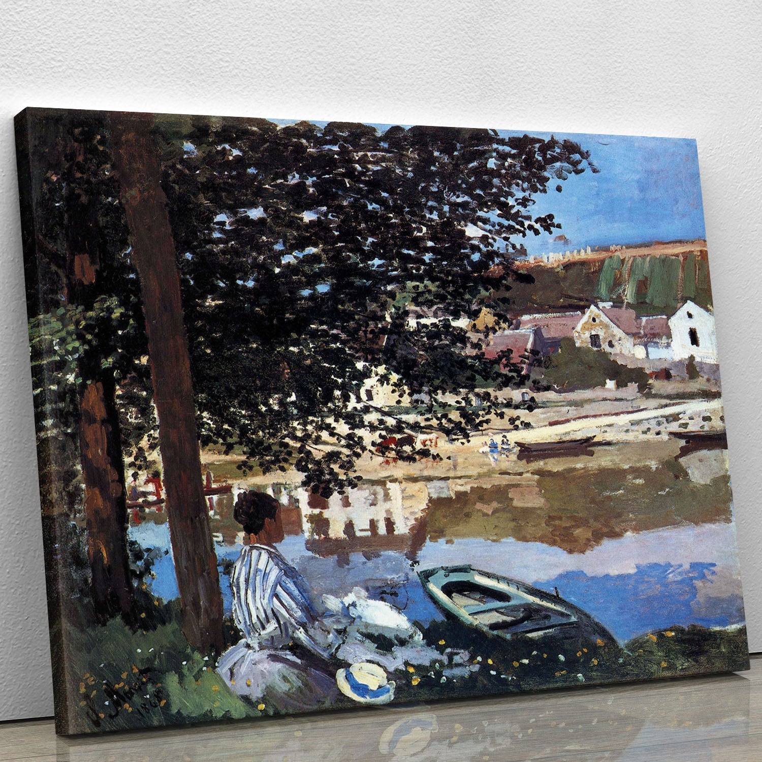 Canvas print of The River Has Burst Its Banks by Monet, showcasing vibrant colors and impressionistic style, perfect for home decor.