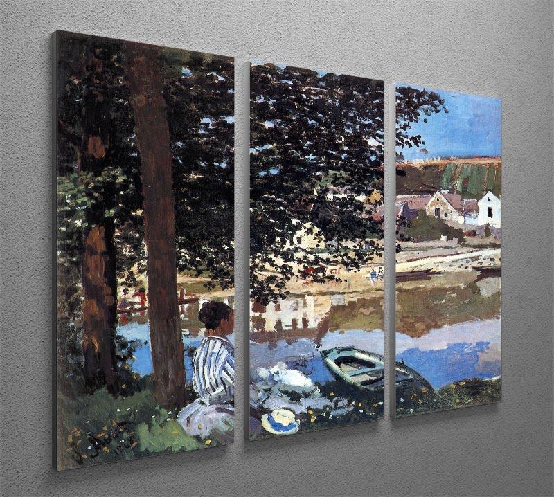 Three-panel canvas print of Monet's The River Has Burst Its Banks, showcasing vibrant colors and intricate details.