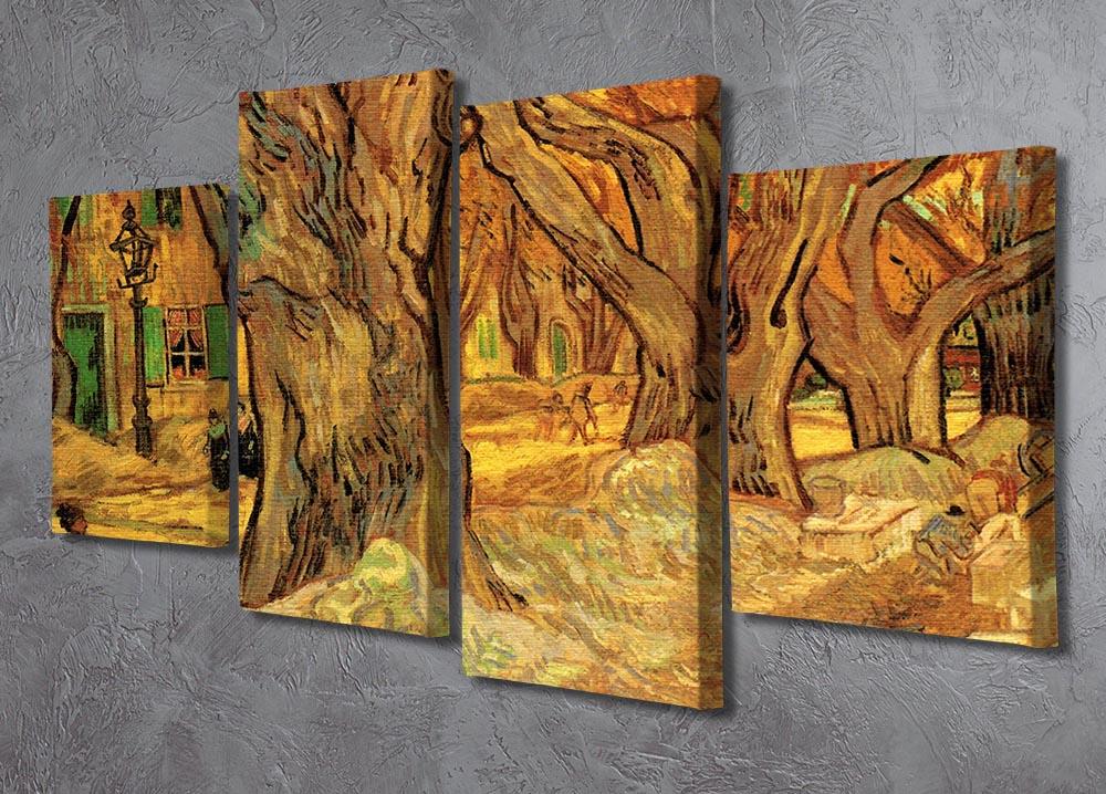 The Road Menders 2 by Van Gogh, displayed as a 4 split panel canvas art piece, showcasing vibrant colors and intricate details.