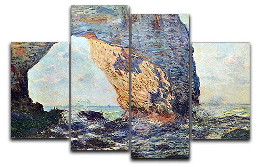A stunning 4-split canvas artwork of The Rocky Cliffs of Etretat by Monet, showcasing vibrant colors and dynamic composition.