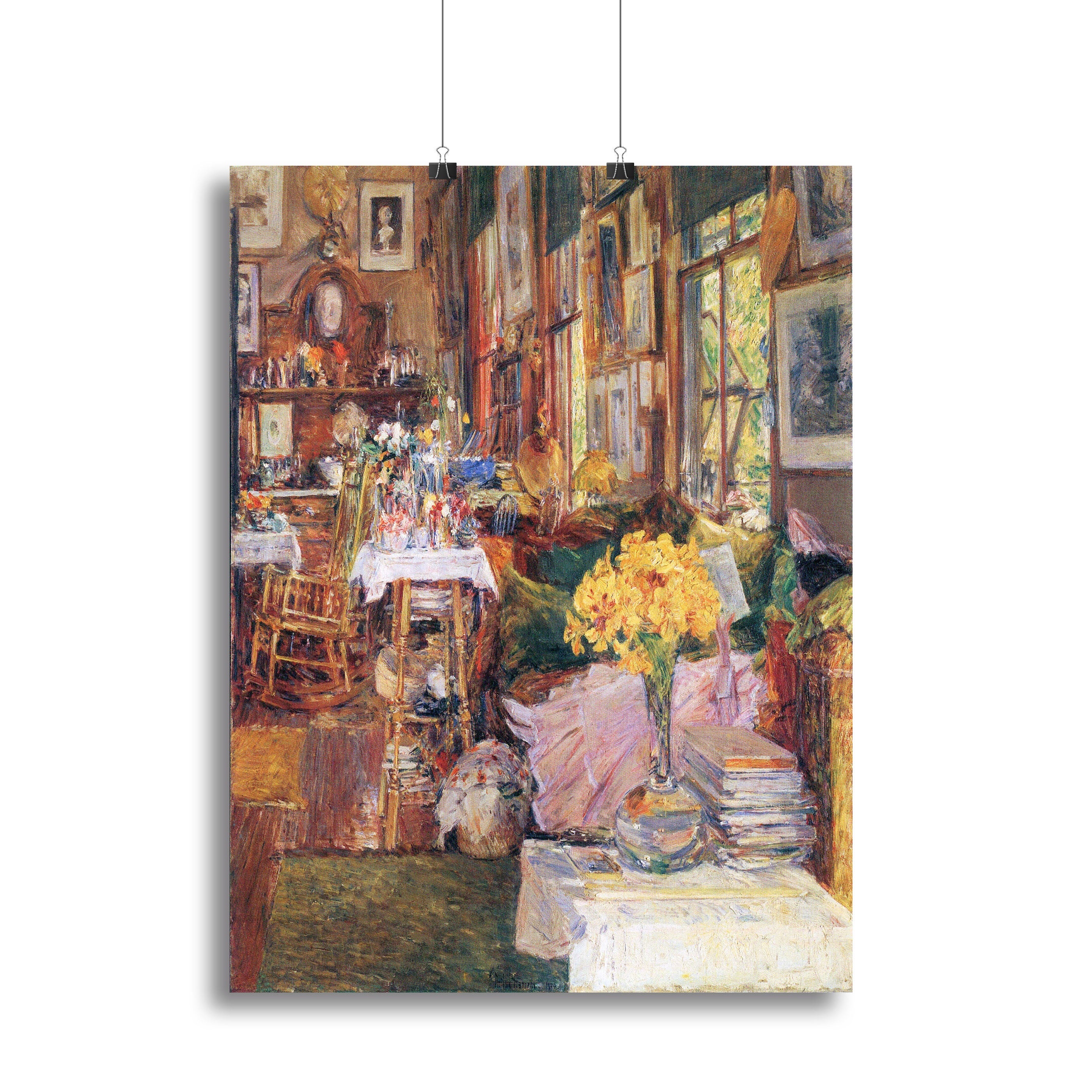 The Room of Flowers by Hassam canvas print showcasing vibrant floral colors and intricate details, perfect for home decor.