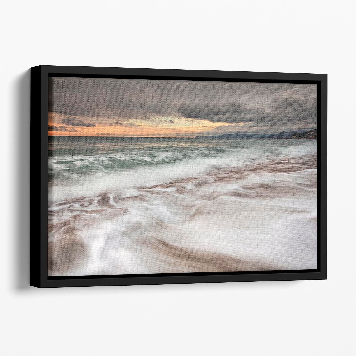 The Sea Floating Framed Canvas featuring vibrant abstract design in elegant floating frame, perfect for home decor.