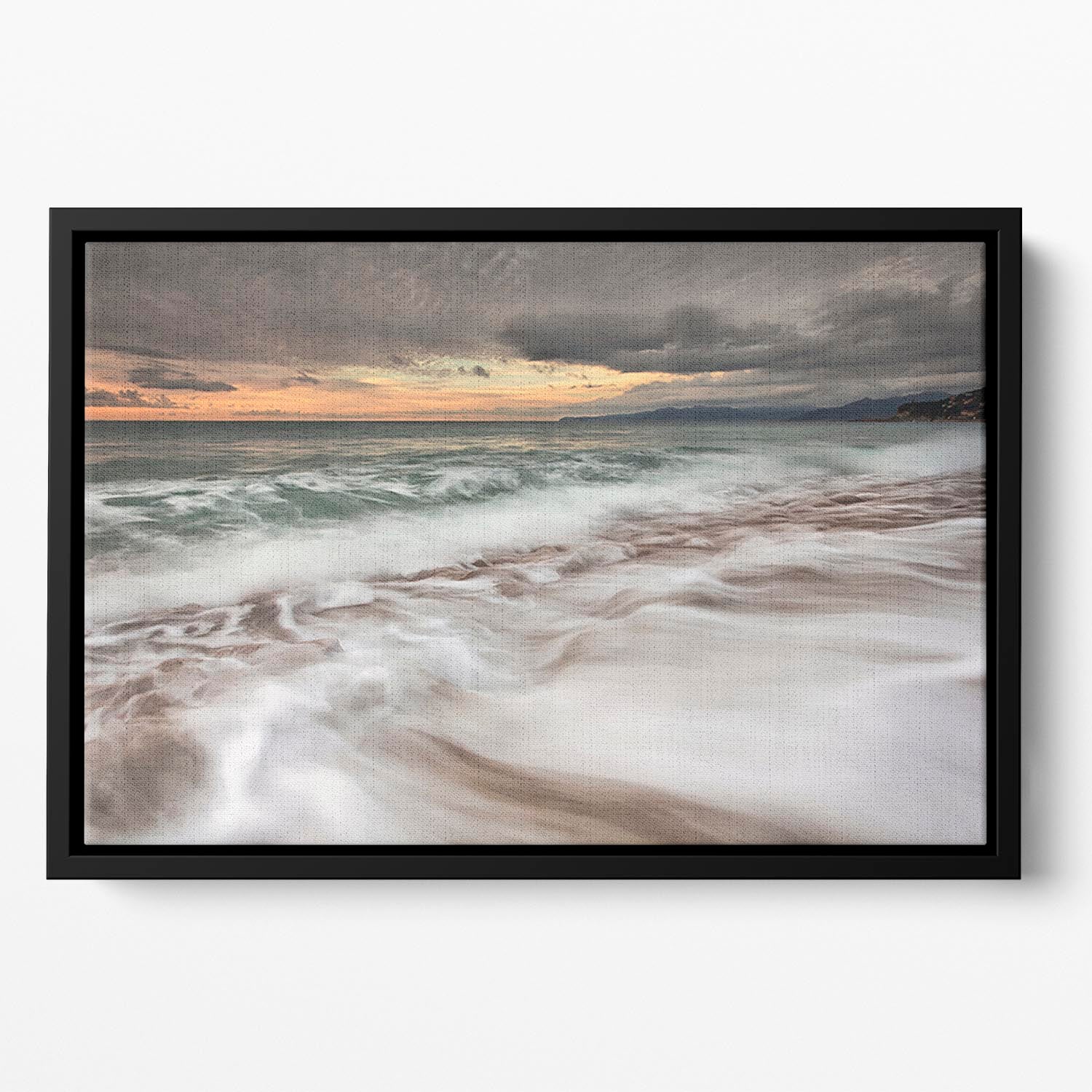 The Sea Floating Framed Canvas featuring vibrant abstract design in elegant floating frame, perfect for home decor.