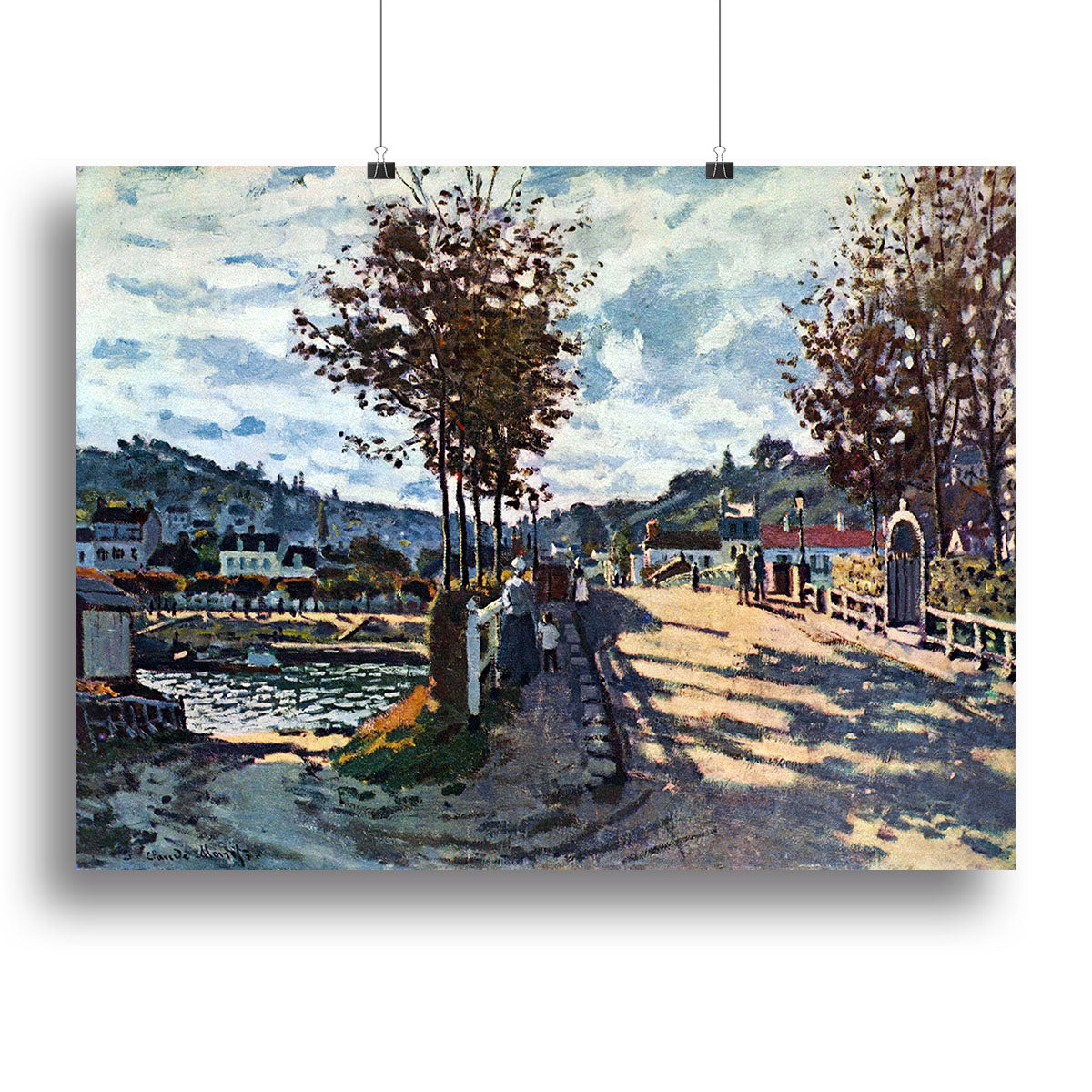 Canvas print of The Seine at Bougival by Monet, showcasing vibrant colors and serene riverside scenery.