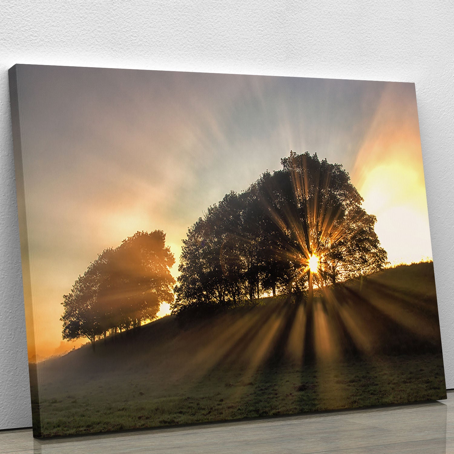 A beautiful canvas print featuring a small deer in a serene natural setting, perfect for home decor.