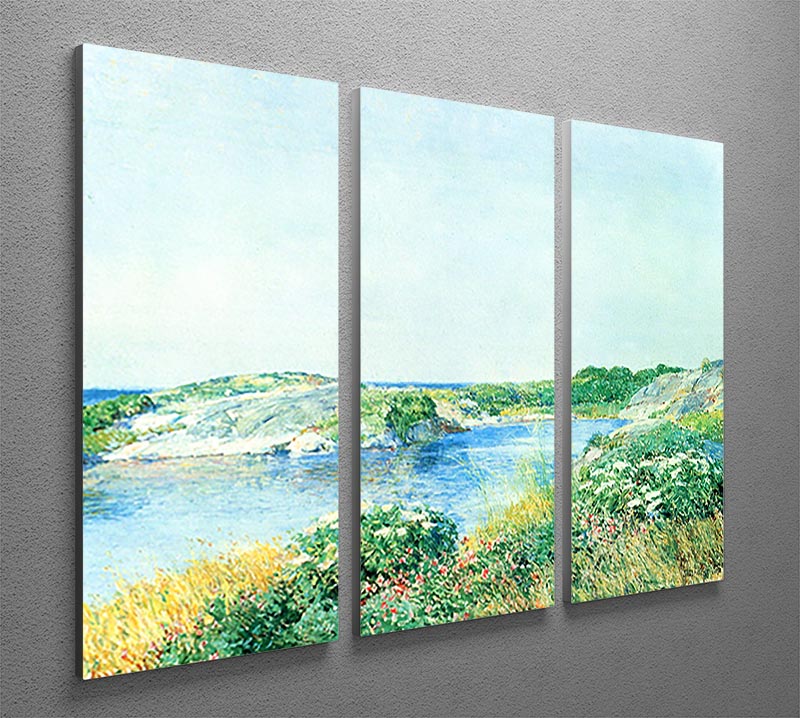 The Small Pond by Hassam 3-panel canvas print showcasing serene water and nature scenes, perfect for home decor.