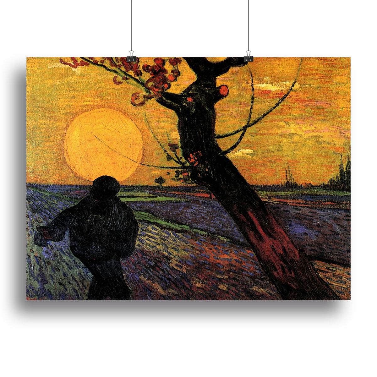 The Sower 2 by Van Gogh canvas print showcasing a sower in a vibrant field, capturing the essence of Van Gogh's unique style.