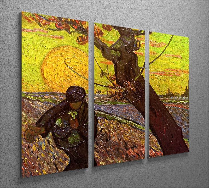 The Sower by Van Gogh 3-panel canvas print showcasing vibrant colors and intricate details, perfect for home decor.