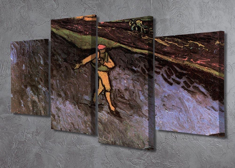 The Sower by Van Gogh, a 4-split canvas artwork showcasing a farmer sowing seeds with Arles in the background.