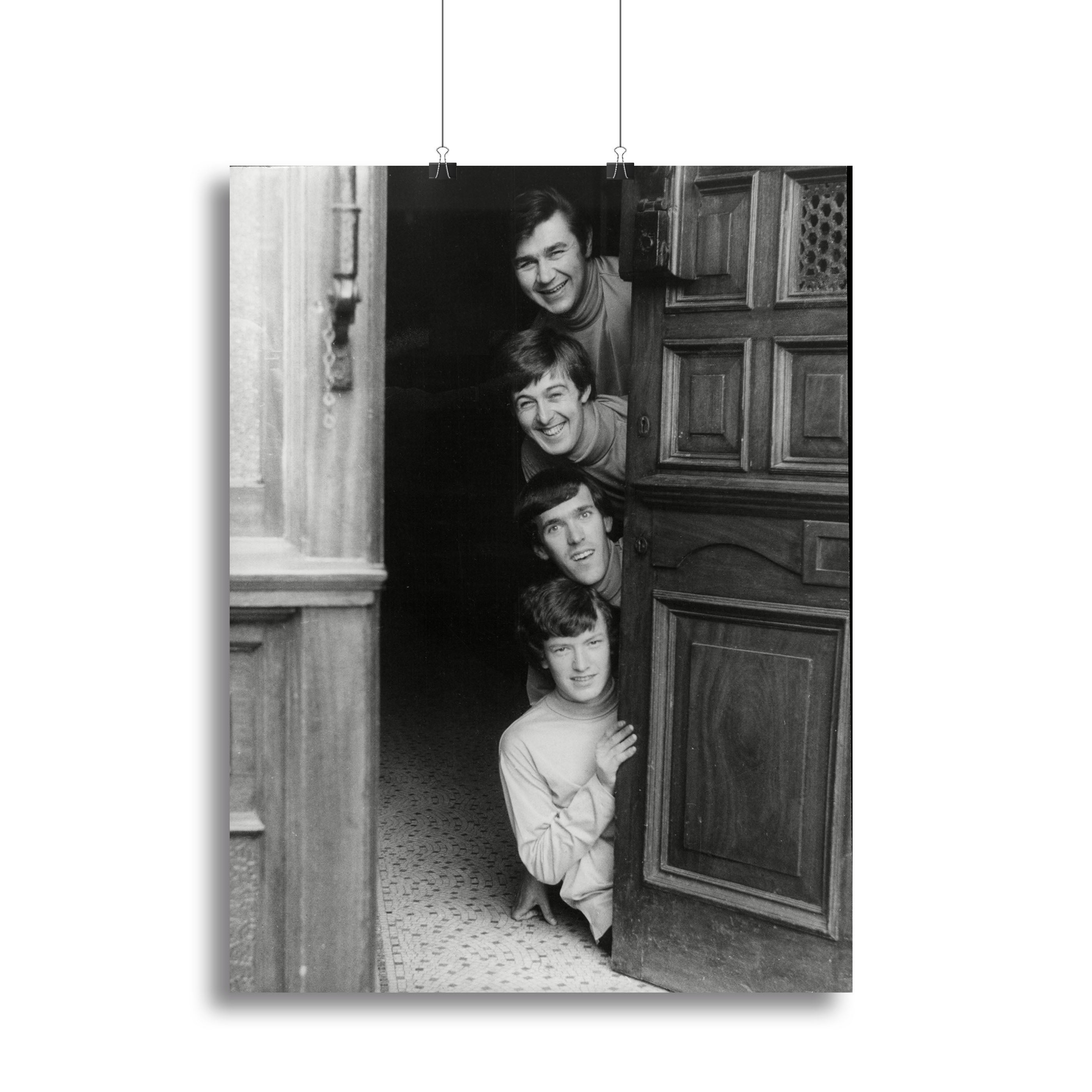 Canvas print of The Spencer Davis Group in doorway, showcasing vibrant colors and iconic band imagery.