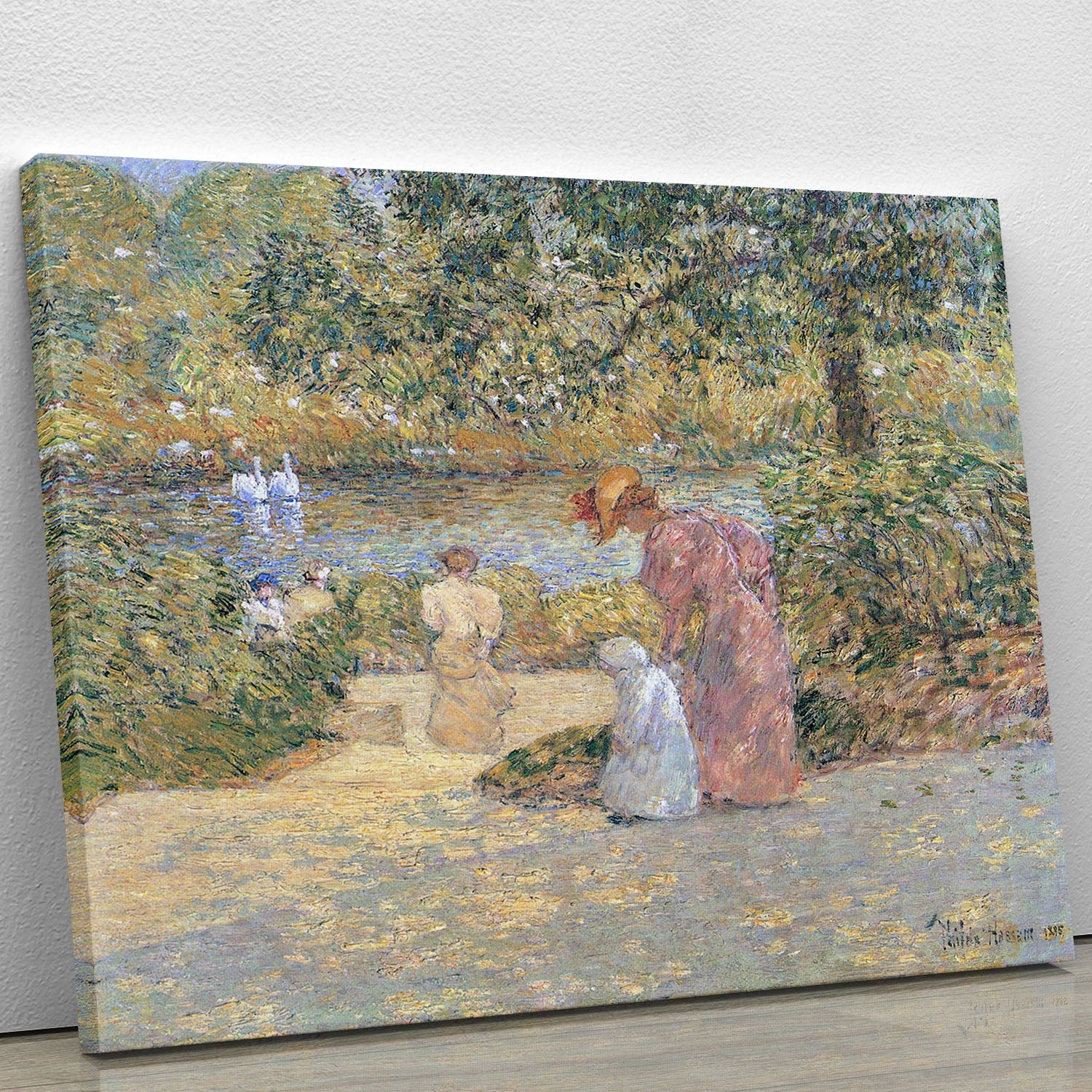 Canvas print of The Staircase at Central Park by Hassam, showcasing vibrant colors and intricate details of the iconic location.