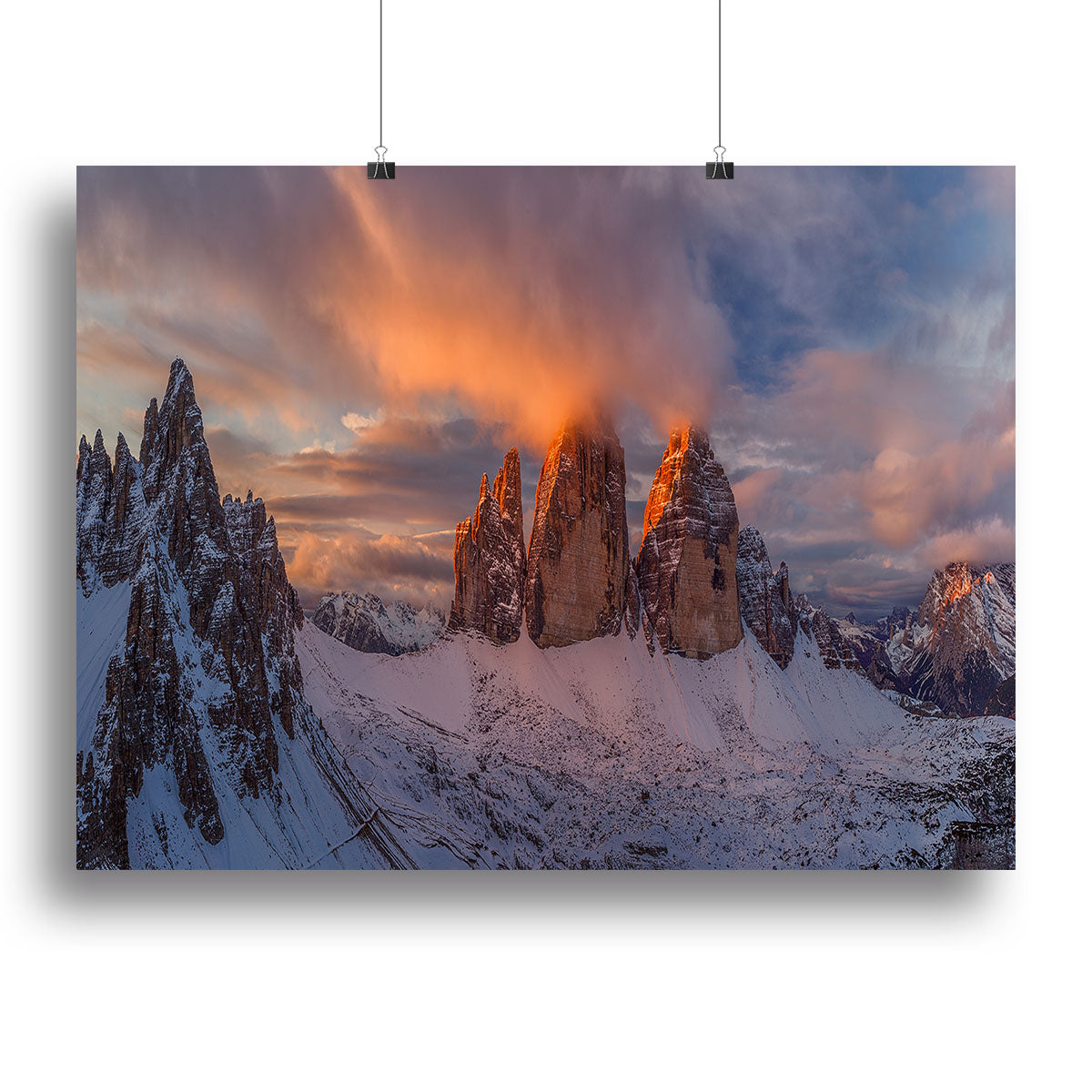A beautiful canvas print titled The Story Of The One Sunrise, depicting a serene sunrise with warm colors, perfect for home decor.