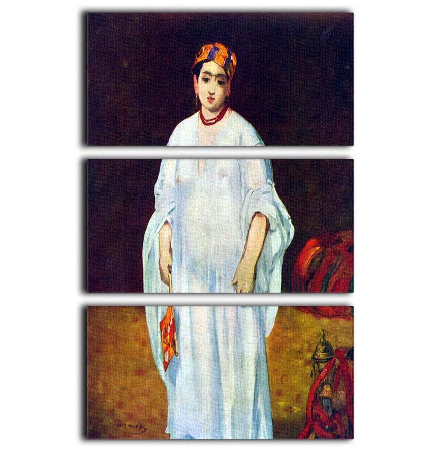 The Sultan by Manet 3 Split Panel Canvas Print featuring three panels of elegant artwork, perfect for home decor.