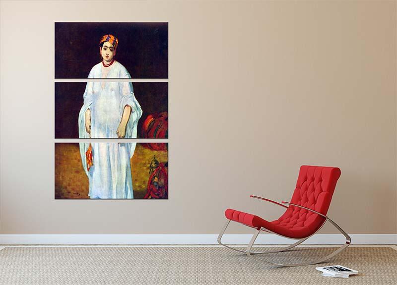 The Sultan by Manet 3 Split Panel Canvas Print featuring three panels of elegant artwork, perfect for home decor.