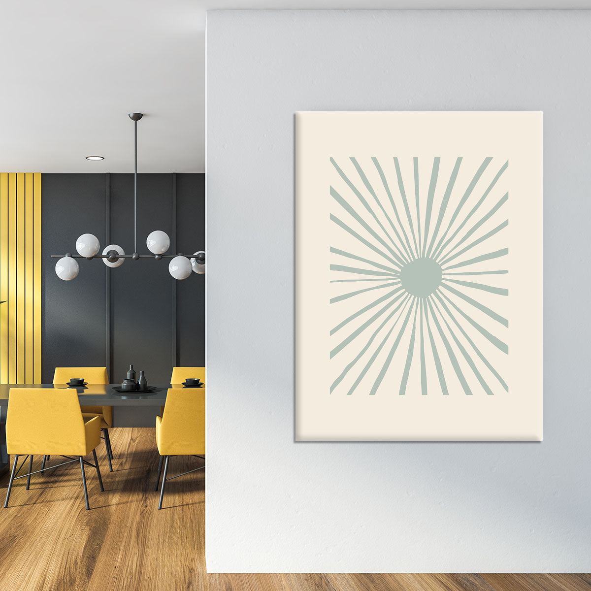 The Sun Grey Canvas Print featuring a modern abstract design in elegant grey tones, perfect for home decor.