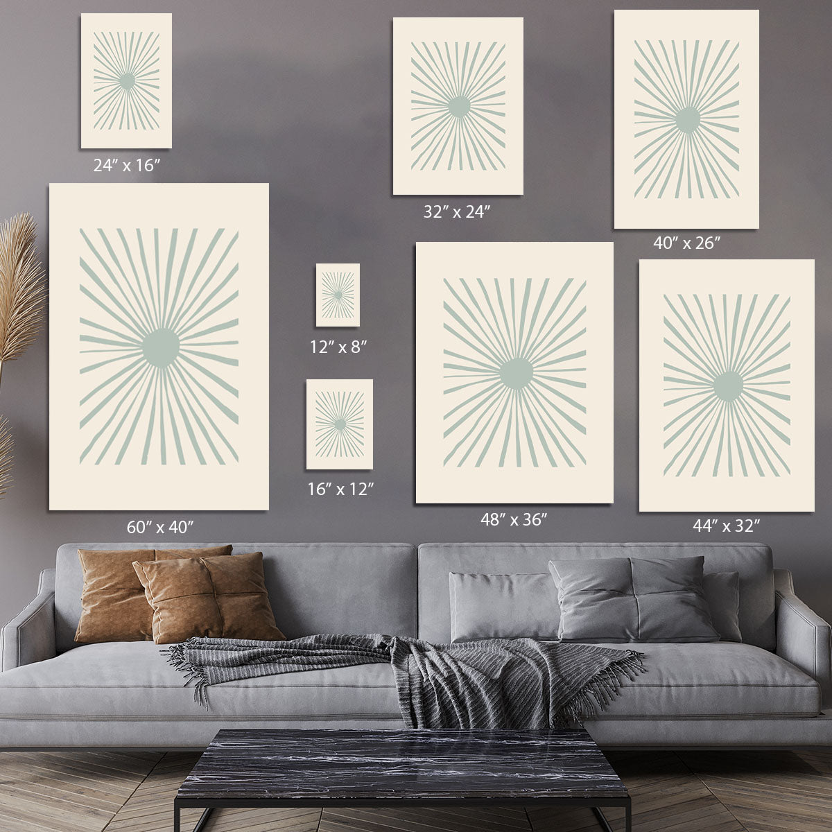The Sun Grey Canvas Print featuring a modern abstract design in elegant grey tones, perfect for home decor.