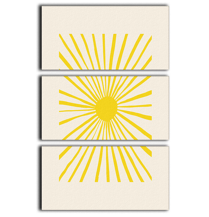 The Sun Split Art 3-panel canvas print featuring vibrant colors and captivating designs, perfect for enhancing any room's decor.