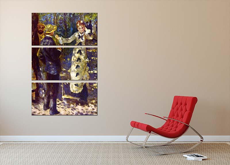 The Swing by Renoir 3-panel canvas print showcasing vibrant colors and intricate details, perfect for home decor.