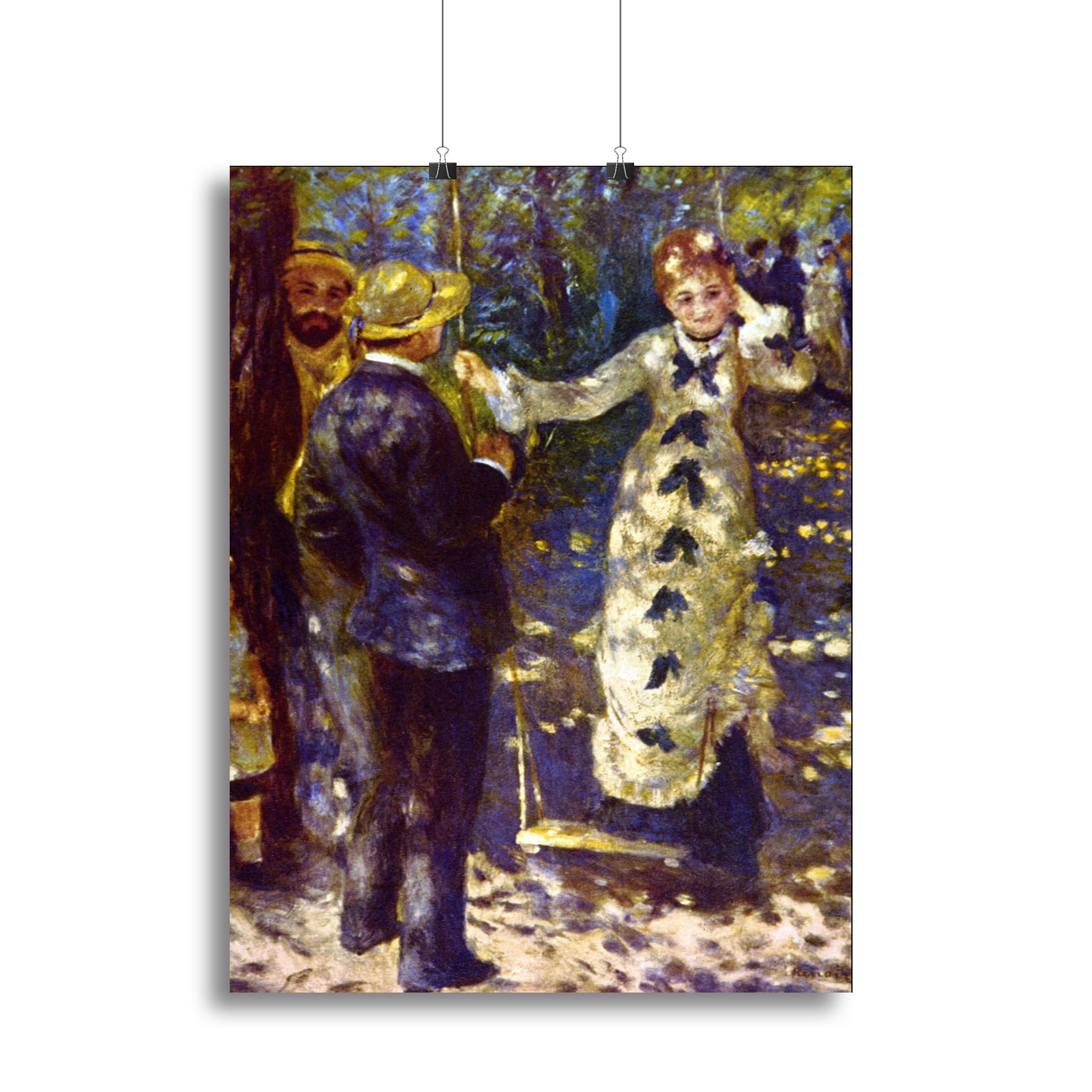 A beautiful canvas print of The Swing by Renoir, showcasing a lively outdoor scene with people enjoying a sunny day.