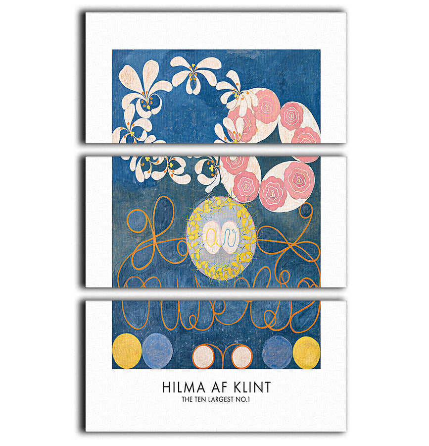 Three-panel canvas print featuring The Ten Largest No.1 Poster, showcasing vibrant colors and intricate designs, perfect for home decor.