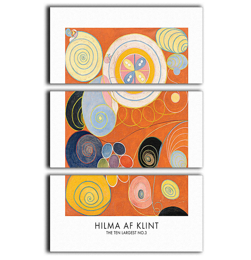 Three-panel canvas print featuring The Ten Largest No.3 Poster, showcasing vibrant colors and intricate designs, perfect for home decor.