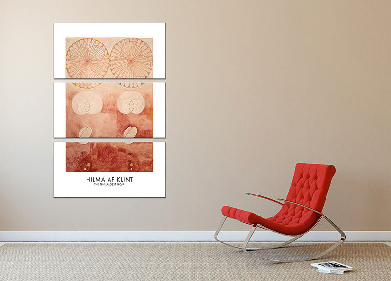 Three-panel canvas print featuring The Ten Largest No.9 Poster, showcasing vibrant colors and intricate details, perfect for home decor.