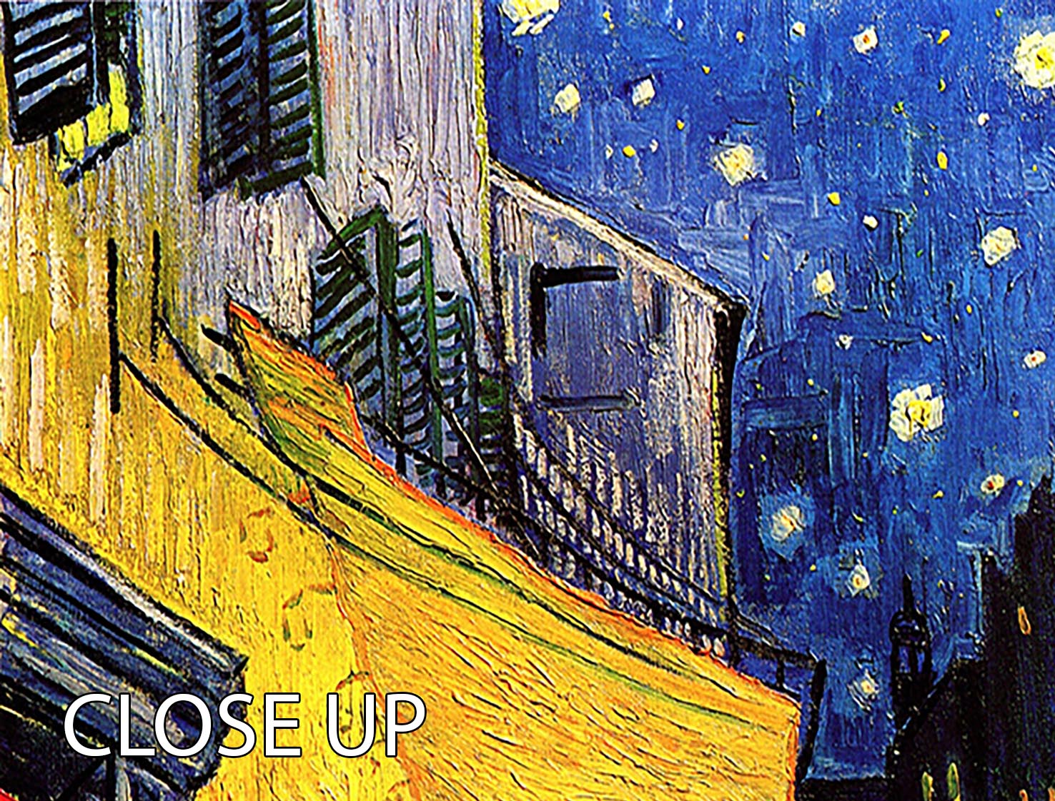 Three-panel canvas print of Van Gogh's The Terrace Cafe, showcasing vibrant colors and intricate details.