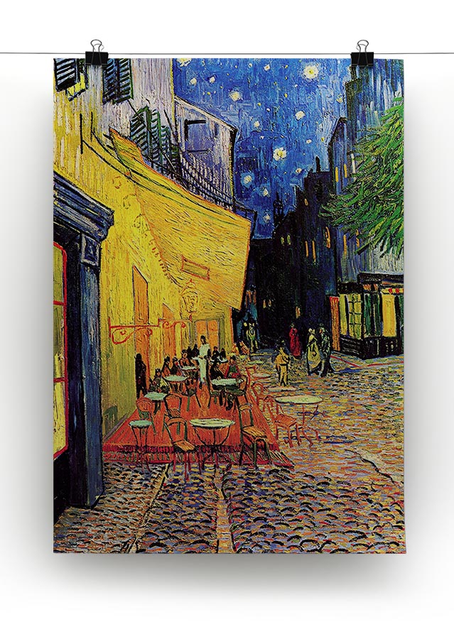 A beautiful canvas print of The Terrace Cafe by Van Gogh, showcasing vibrant colors and lively outdoor cafe scene.