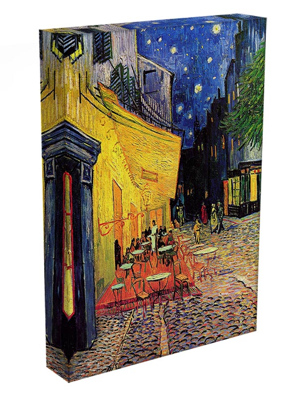 A beautiful canvas print of The Terrace Cafe by Van Gogh, showcasing vibrant colors and lively outdoor cafe scene.