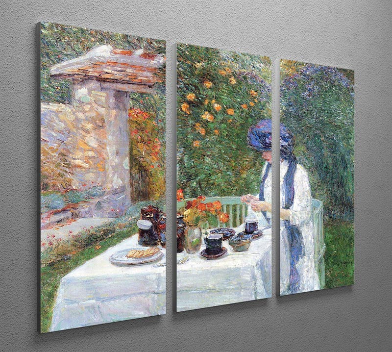The Terre-Cuits Tea Set by Hassam, a stunning 3-panel canvas print showcasing elegant tea-themed artwork.