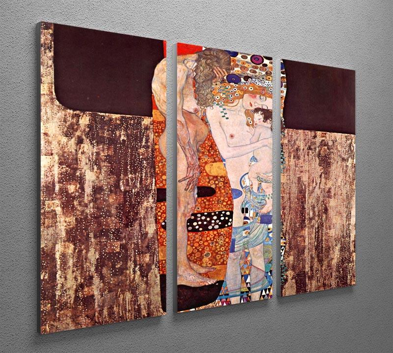 Three Ages of a Woman by Klimt, 3-panel canvas print showcasing elegant art in a modern setting.